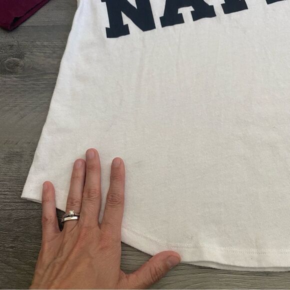 Victoria’s Secret PINK Nation Baseball Tee Oversized XS Maroon White - Picture 10 of 12